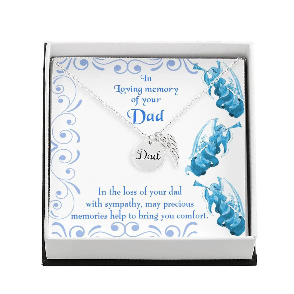 Precious Memories Dad Angel Wing Necklace Stainless Steel Luxury Box